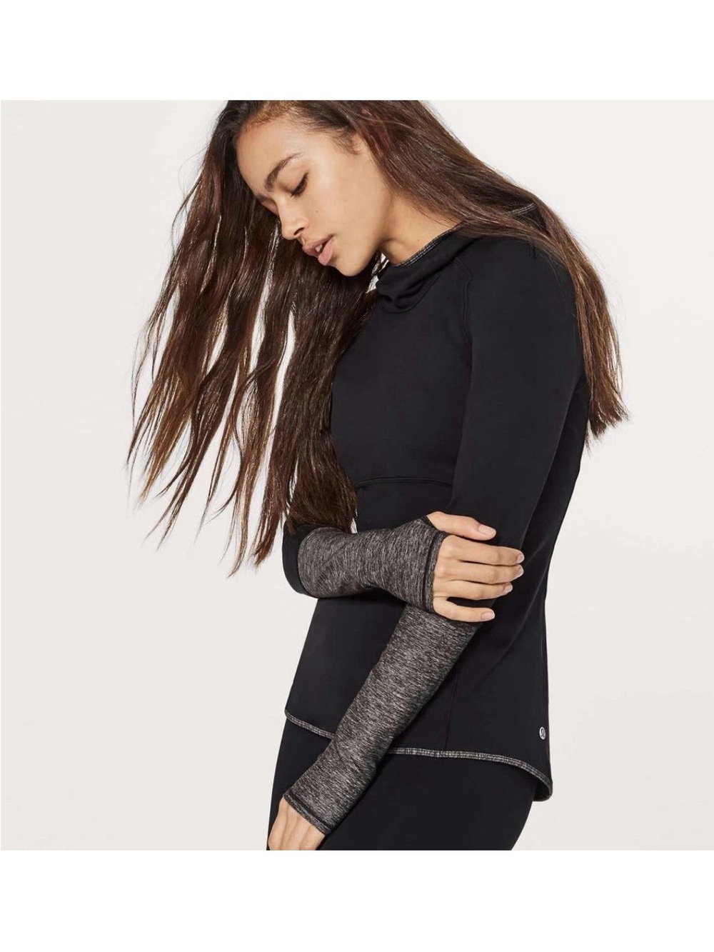 lululemon athletica Black Hoodie with Gray Thumbhole Sleeves